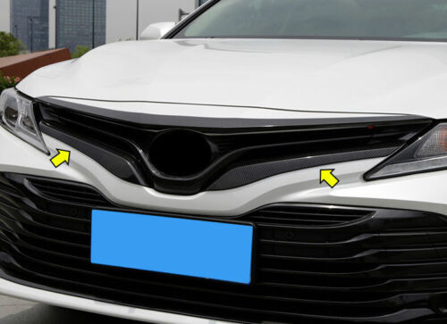 for Toyota for Camry 2018-2020 Carbon Fiber ABS Front Grille Grill Cover Strip Trim