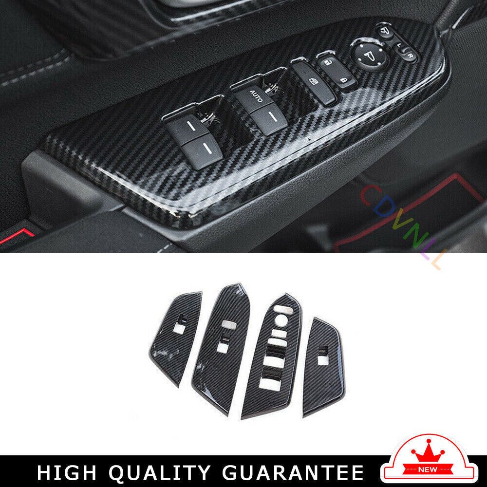 Glass Window Lifting Lock Panel Trim for Honda CRV CR-V 2017-2022 Carbon Fiber