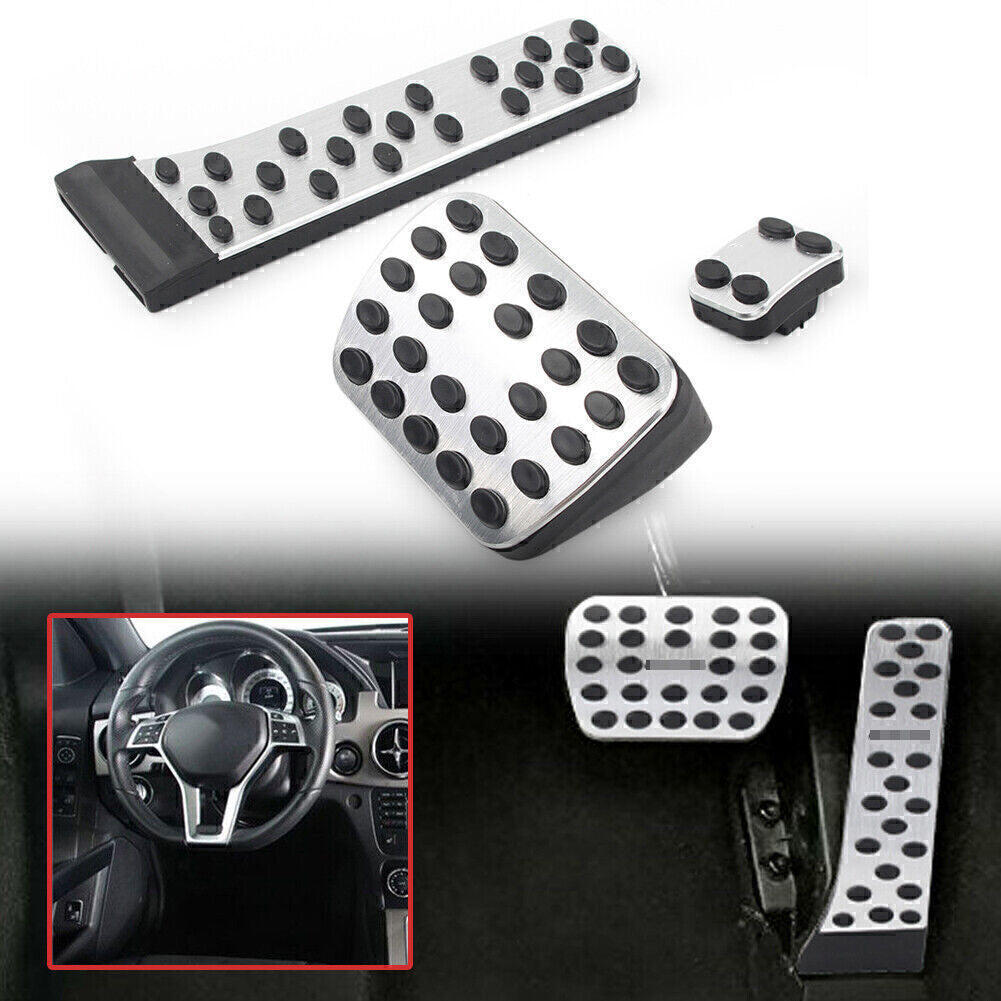 3pcs Steel Gas Throttle Brake Pedal Cover for Benz C-Class E/GLC Class 2016-2019 Q