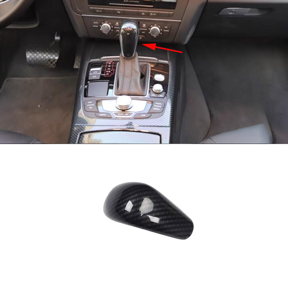 for Audi A6 2012-2018 ABS Carbon Fiber Middle Console Gear Shift Knob Cover Trim
