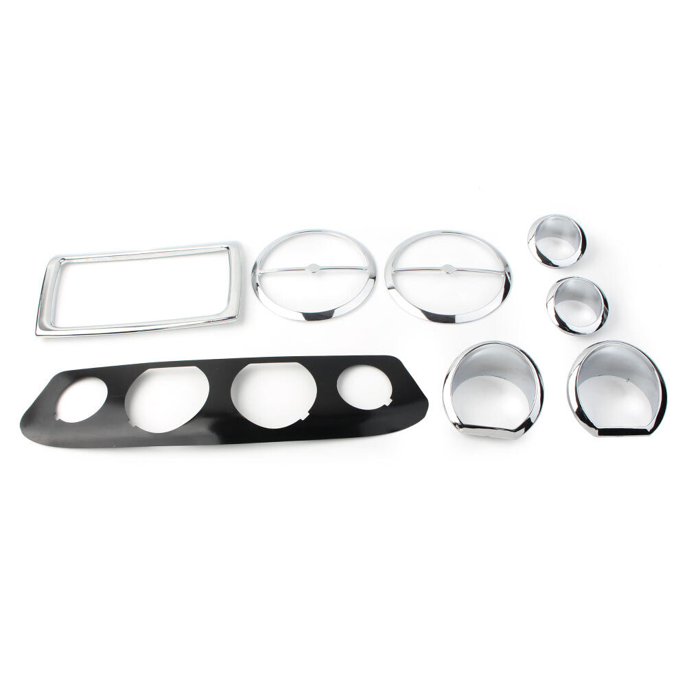 8X Chrome Gauge Bezel Trim Mount Plate for Harley Touring Electra Glide 2014-up