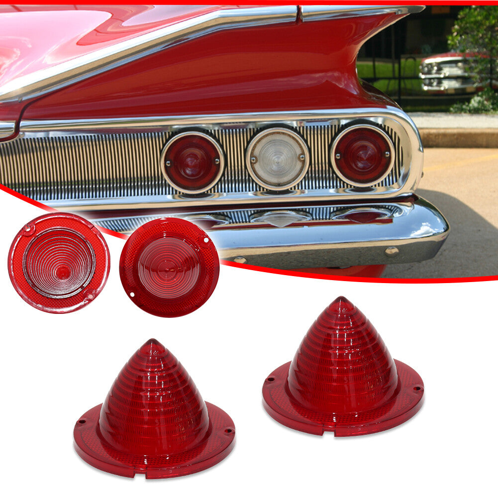 Suitable for 1960-1961 Impala El Camino taillight lens 4-piece set in red- v
