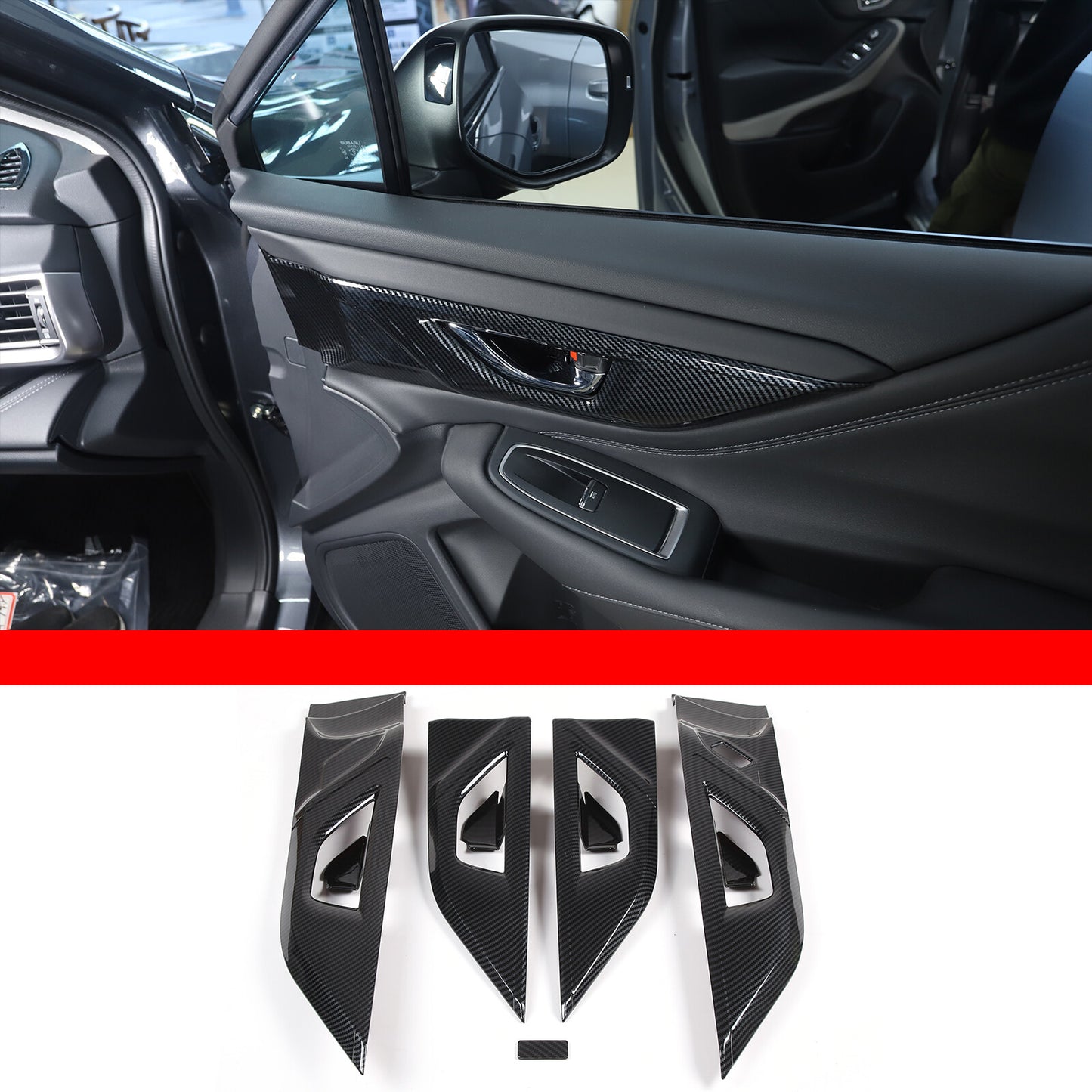 Carbon fiber ABS interior door handle cup cover trim for 2022-23 for Subaru Inland - n