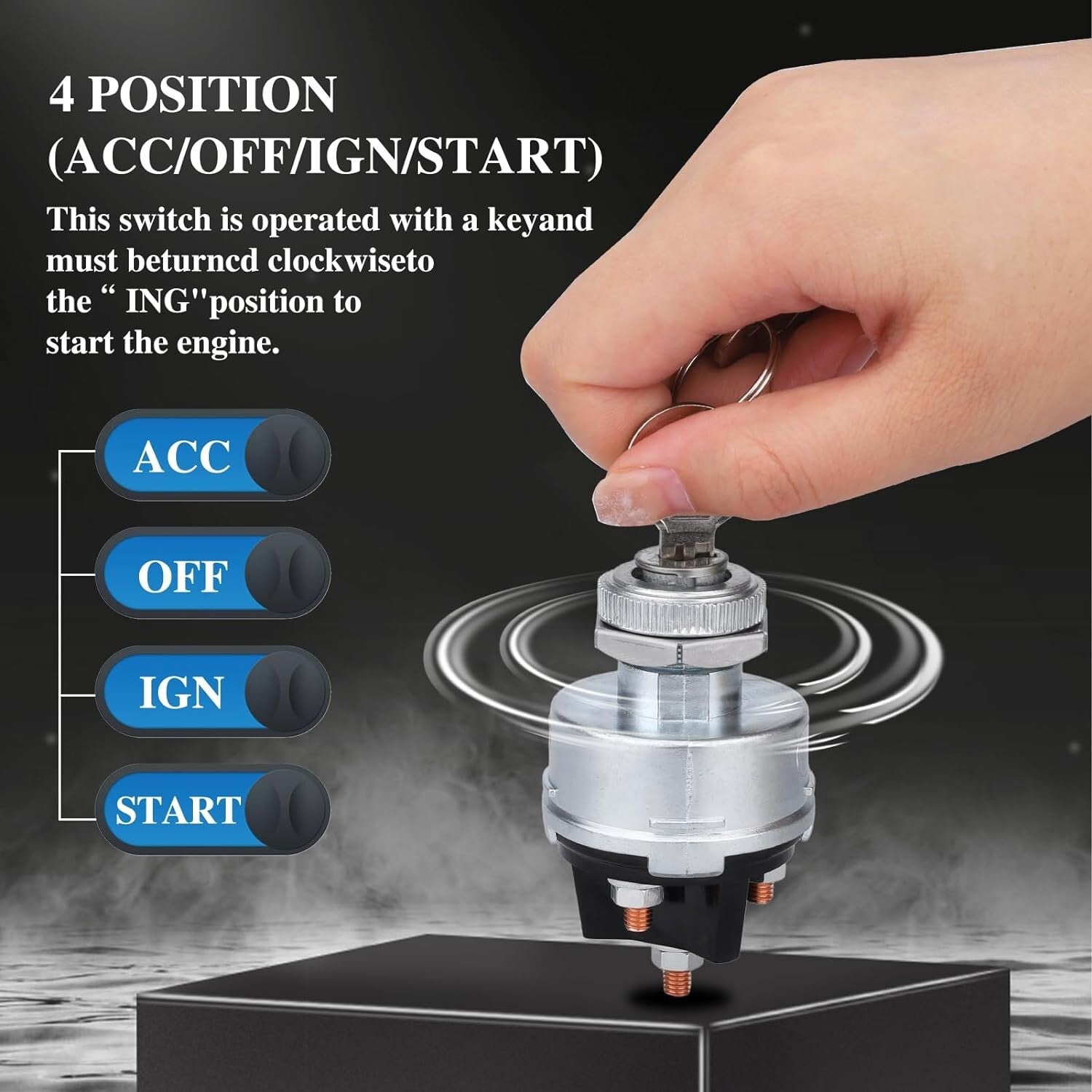 Ignition Key Switch for Car,Forklift,Truck,Tractor,Trailer,Caterpillar4-Position