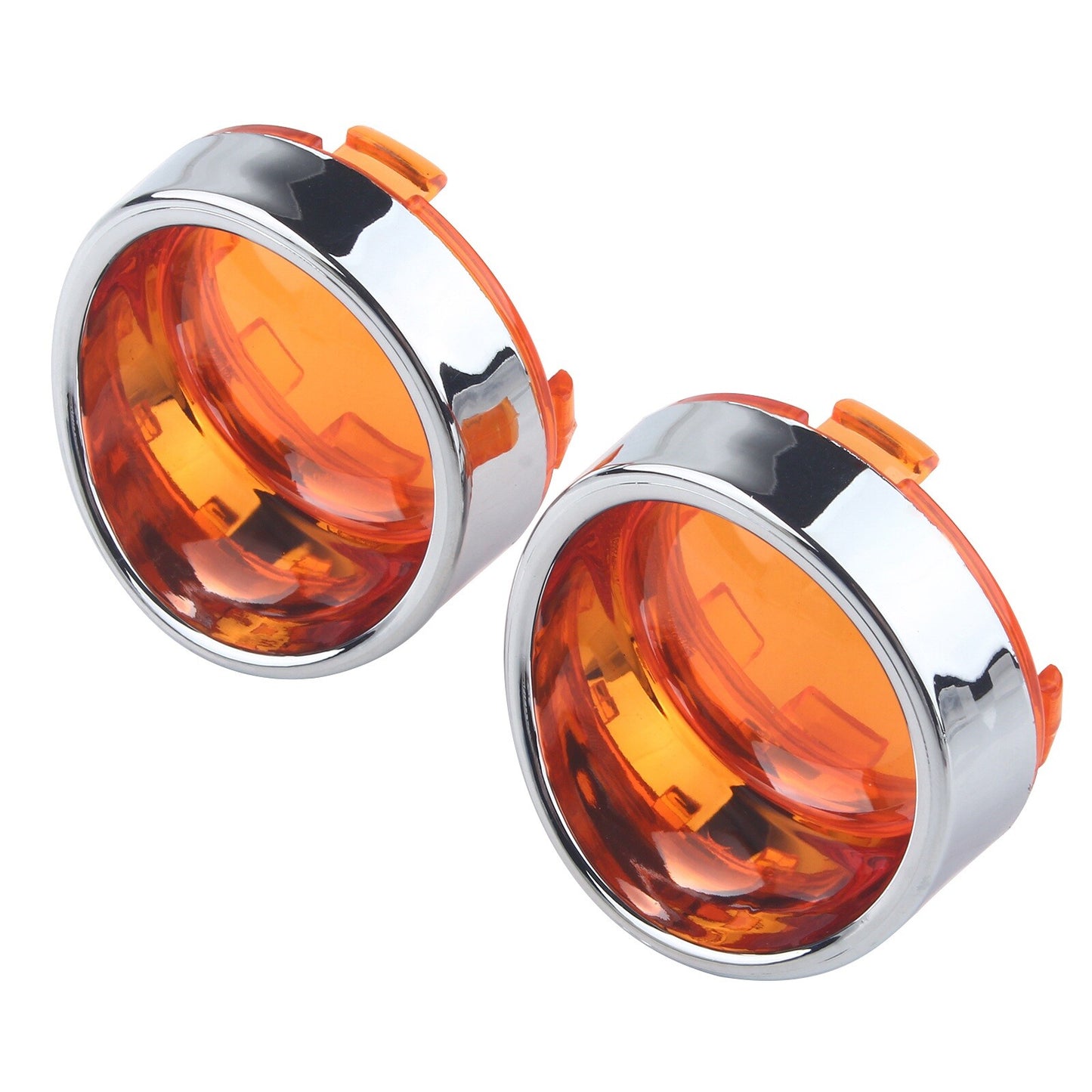 2X Chrome Turn Signal Light Amber Lens Cover Bezels Visor for Harley Davidson Q