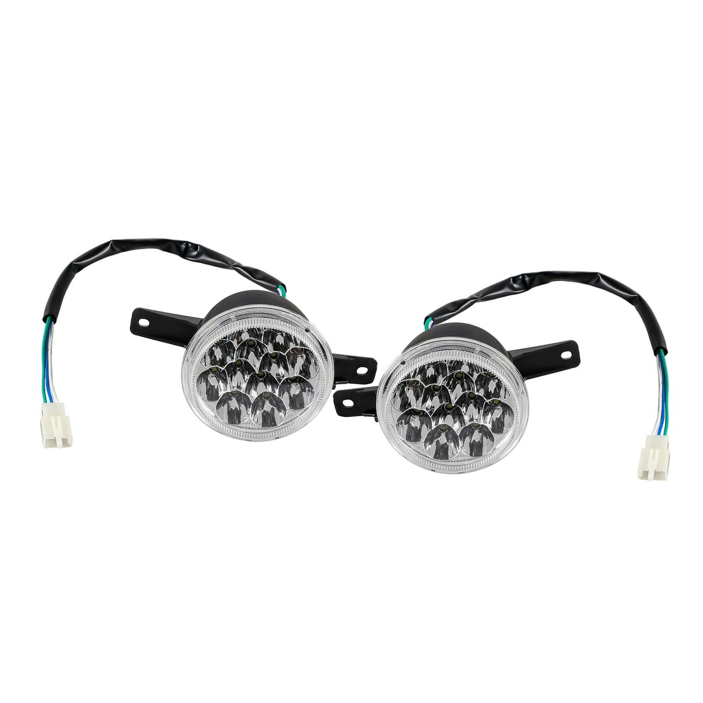 2 LED headlights suitable for 125cc, 150cc, 200cc, and 250cc four-wheeler go-karts/all-terrain vehicles.