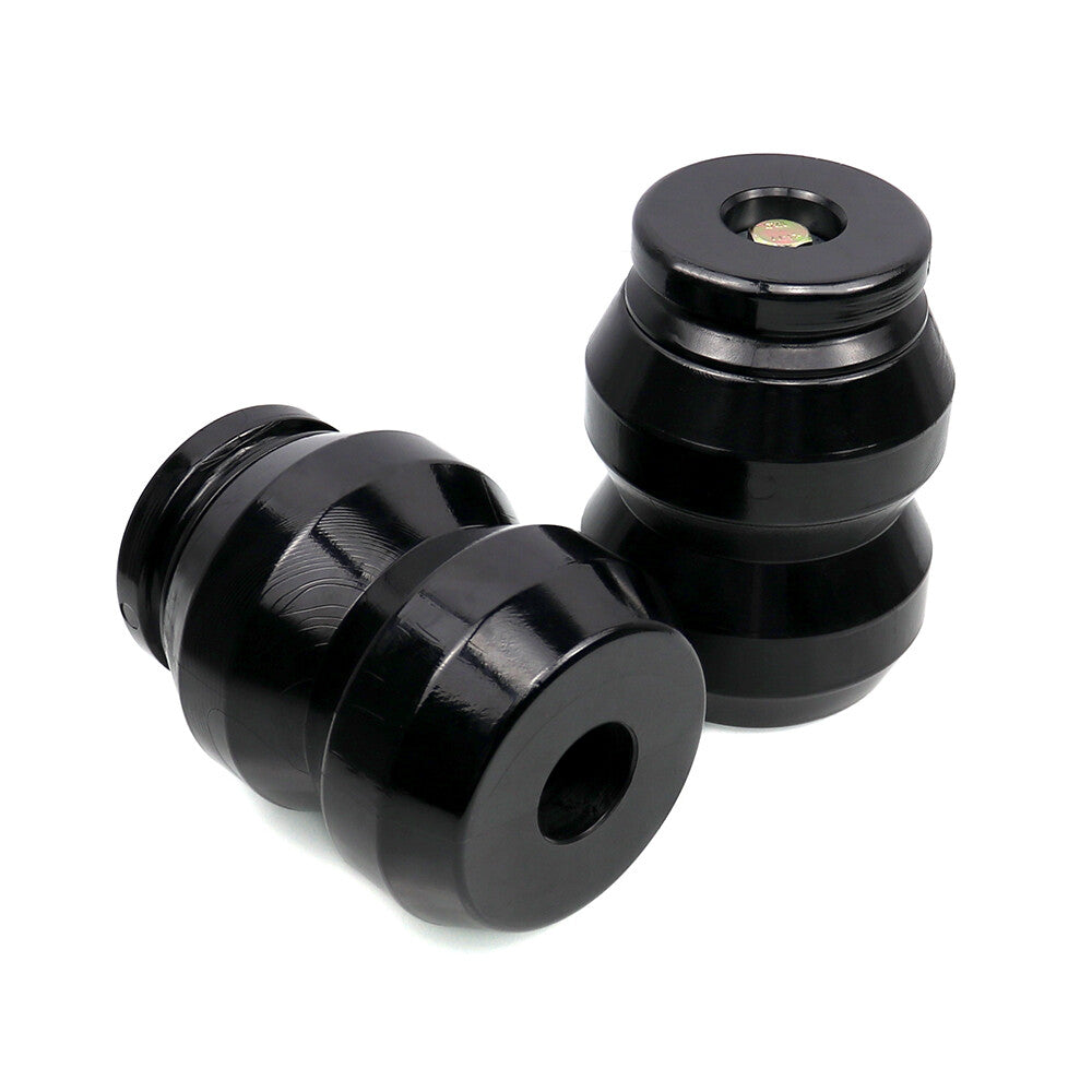 Rear suspension reinforcement system for Ram 1500 2009-2021 with rubber anti-collision stops.