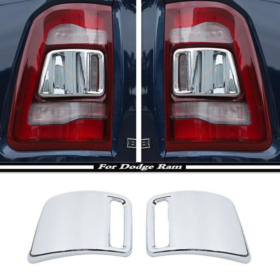 For 2019-2024 for Dodge for RAM 1500 ABS Chrome Exterior Rear Tail Light Cover Trim 2PCS v