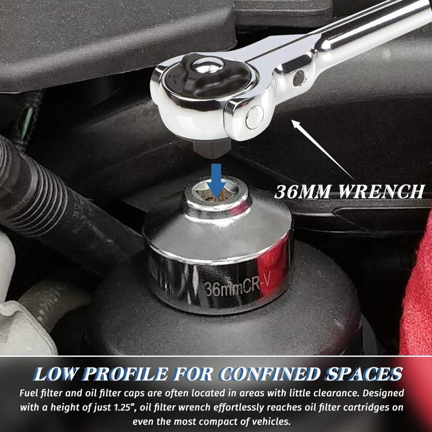 36mm Low Profile Oil Filter Socket Fuel Filter Cap Removal Tool  for ford  Q2P7 Q