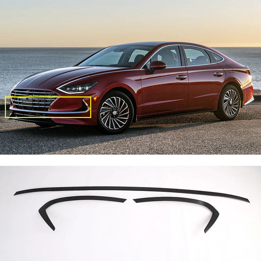 3x for Hyundai Sonata 2020-2023 Carbon Fiber ABS Front Bumper Strip Guard Cover