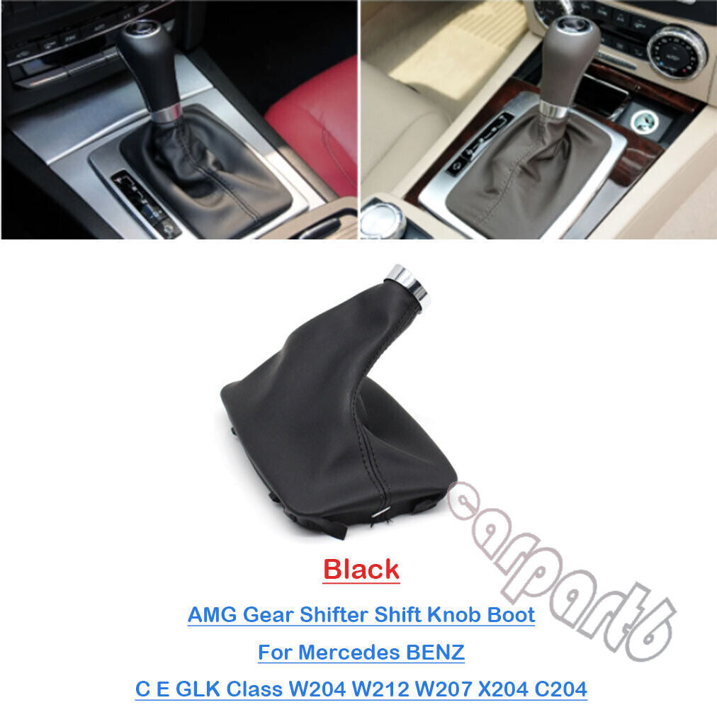 Black AMG Gear Shift Knob boots for W204, W212, and X204 for Mercedes-Benz C/E/GLK Class. Q