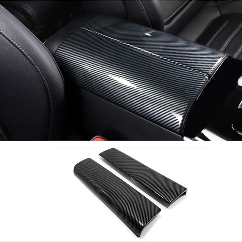 Carbon fiber look Central armrest storage box Cover For Rogue 2021-2024 v