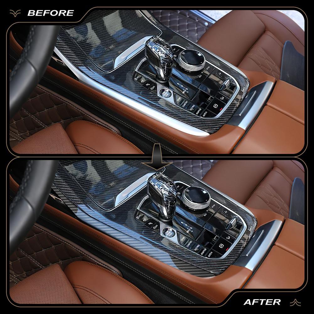 Carbon Shifter Center Panel Side Strip Cover Trim for BMW X5 G05 X7 G07 19-2023