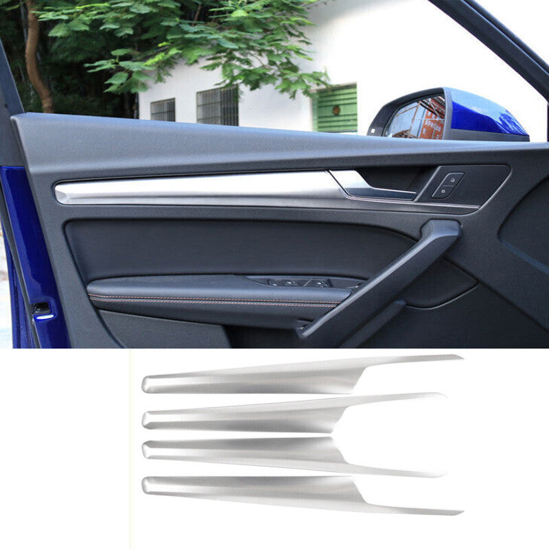 4pcs Silver Titanium Inner Door for Audi Q5 SQ5 2018~2023 Panel Strip Cover Trim