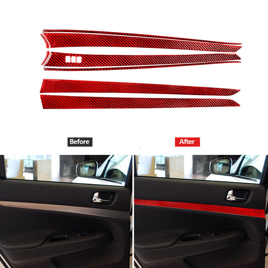 Red Carbon Fiber Door's Decorative Panel Cover Trim for Infiniti G37 2010-2013
