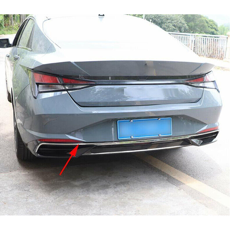 for Hyundai for Elantra 2021-23 Silver Steel Rear Bumper Moulding Strip Cover Trim3
