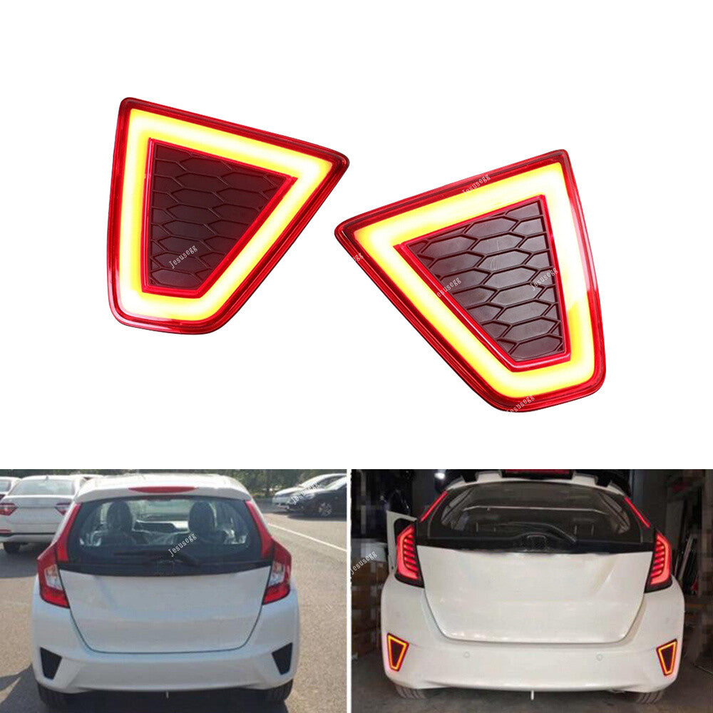 Pair Rear Bumper Reflector Light LED Brake Lamp Fit for Honda Jazz/Fit 2014-2015 Q