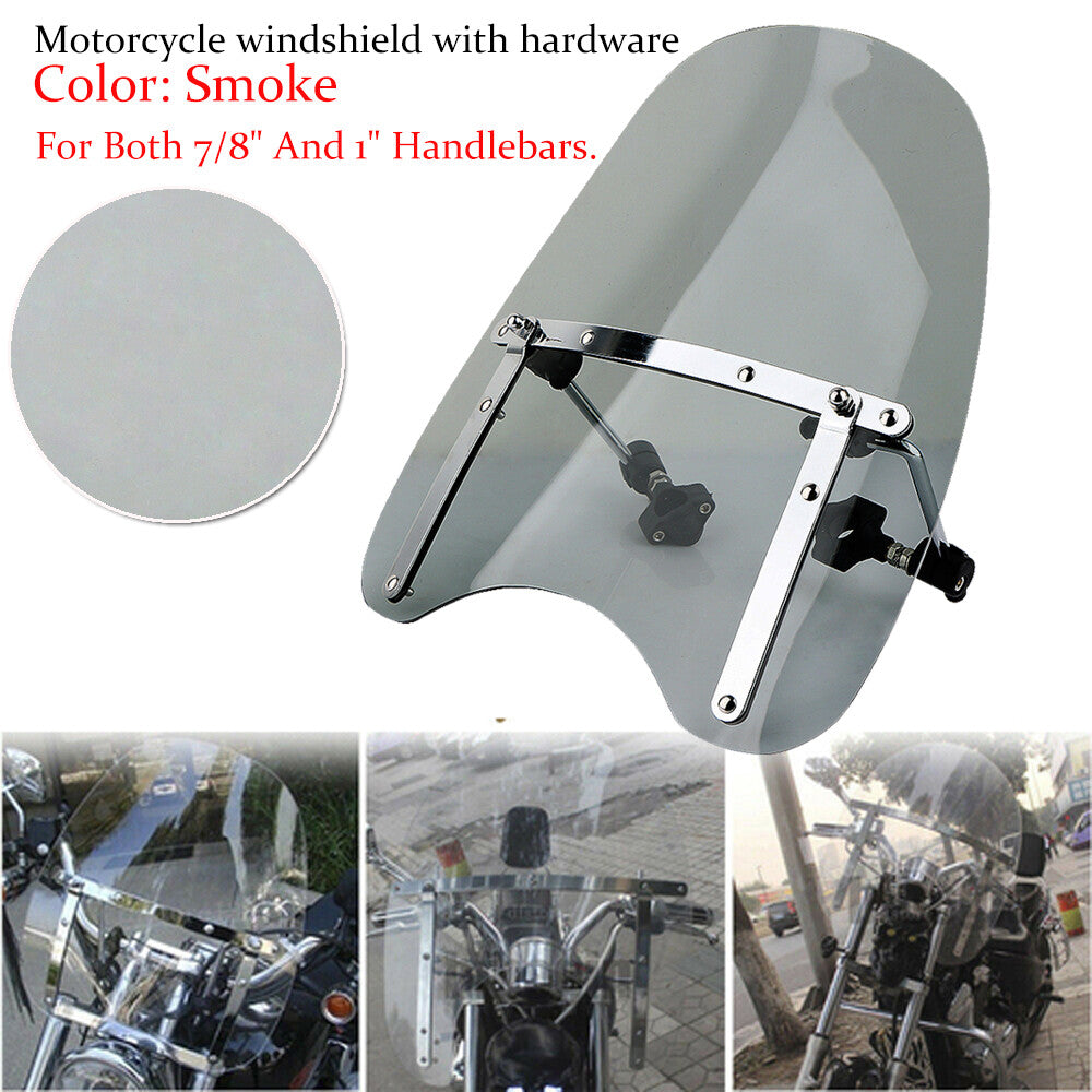 7/8 1 Handlebar Motorcycle Windshield Screen Deflector Smoke for Harley Front