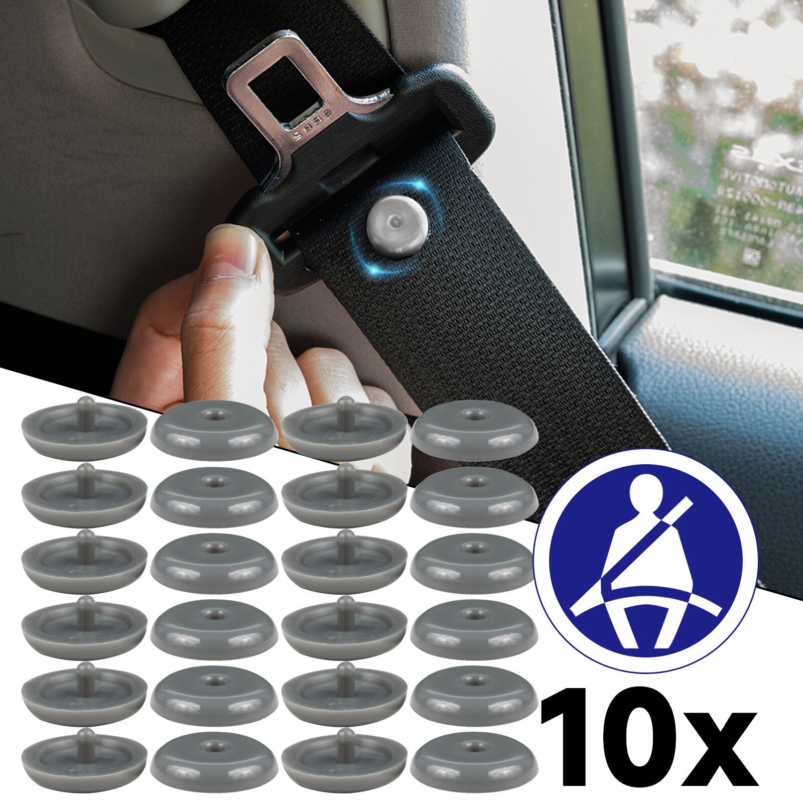 10x for SEAT BELT STOPPER PLASTIC BUTTON UNIVERSAL Q