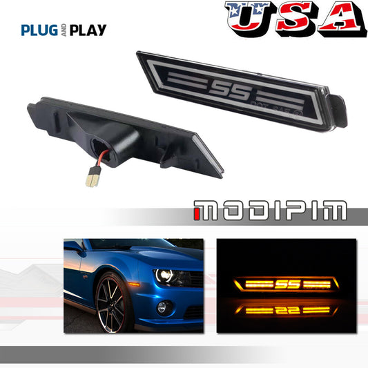 For 2010 - 2015 for Camaro Front Bumper Side Marker Amber LED Light - v