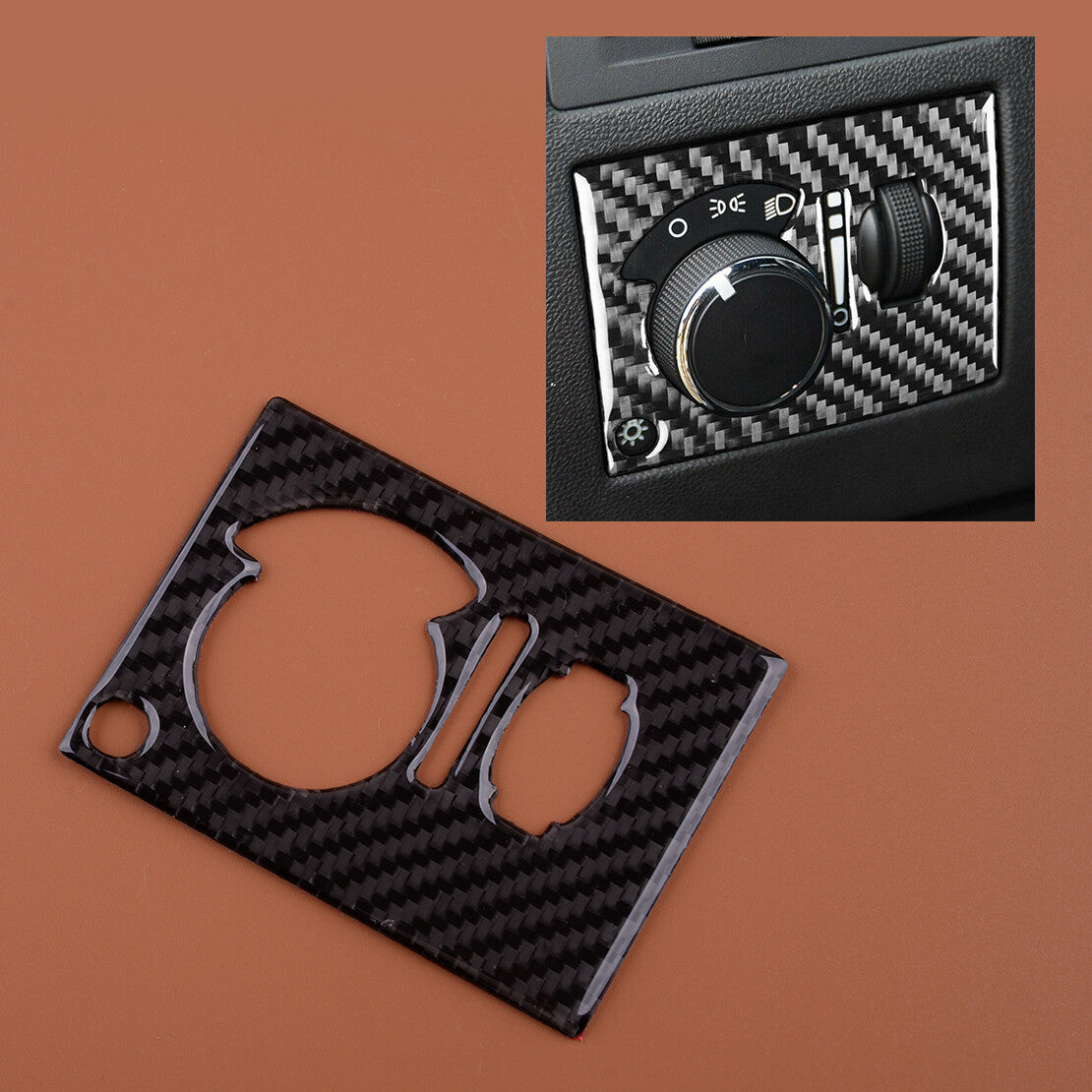 Carbon Fiber Headlight Switch Panel Cover Bezel Fit for Dodge for Challenger 2008-14
