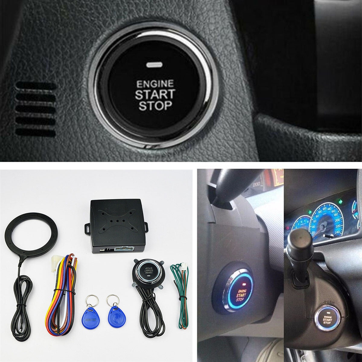 12V Car Ignition Switch, RFID Engine Start Button, Keyless Entry Kit n
