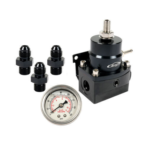 Adjustable AN6 EFI Fuel Pressure Regulator Kit w/ Oil Gauge 0-160 PSI Universal Q