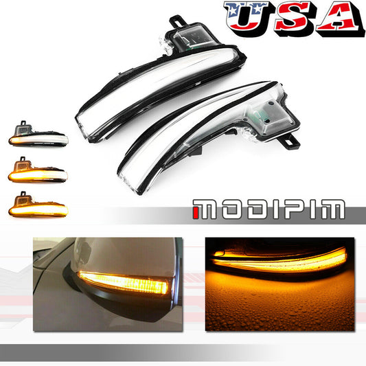 2pcs Clear Amber LED Sequential Flashing Side Mirror Signal Lights for RAV4 Tacoma - v