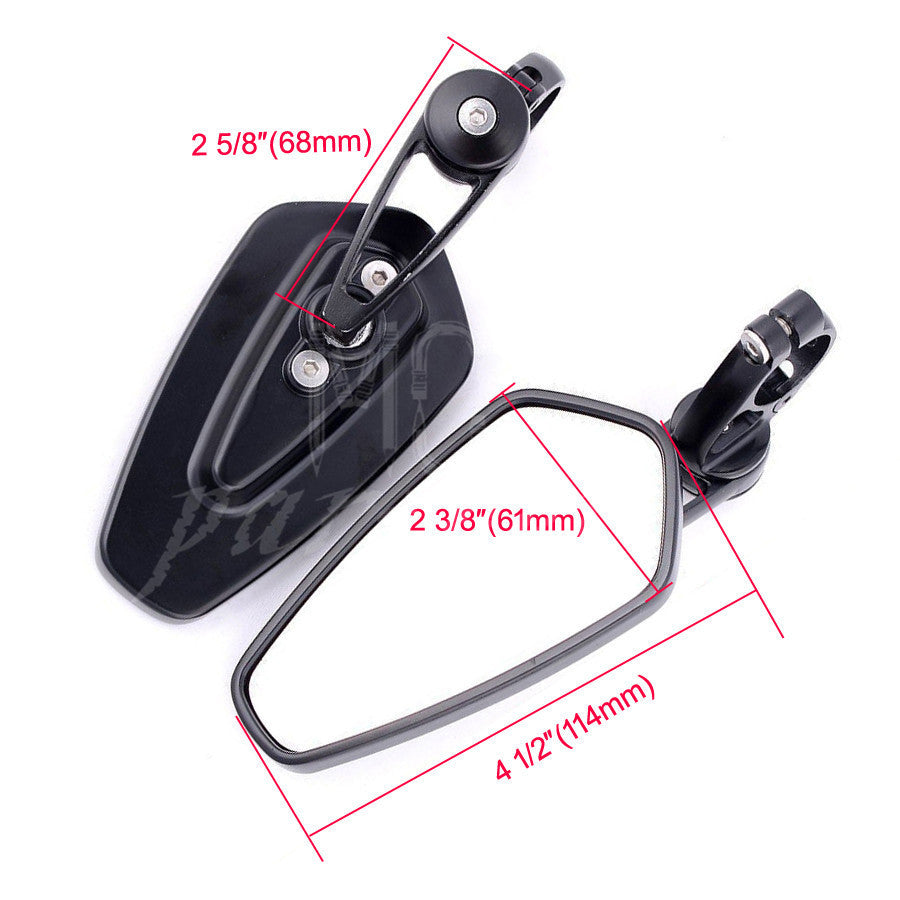 Universal Black Motorcycle Billet Aluminum 7/8 22 Bar End Rearview Side Mirrors Q