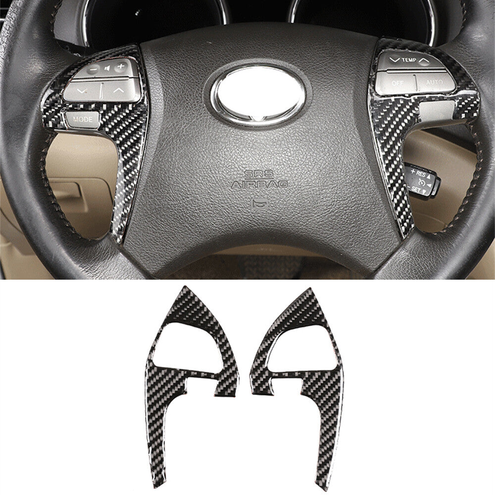 Carbon Fiber Interior Steering Wheel Button Trim for T@yota Highlander 2009-2013