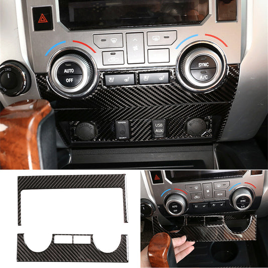Carbon Fiber Central Air Conditioner Switch Panel Trim for T@yota Tundr@ 2014-21