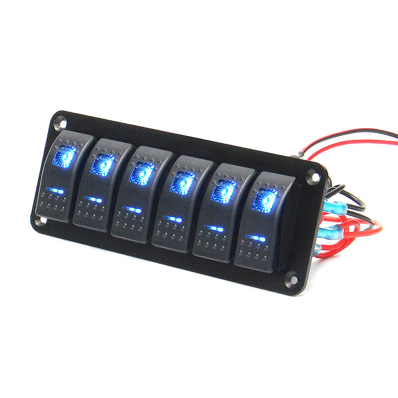 6-Gang joystick switch control panel with blue LED circuit charger for racing boats - n