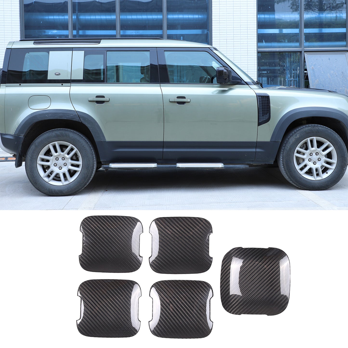 Carbon fiber exterior door handle cup cover trim for Land Rover for Defender 20-24