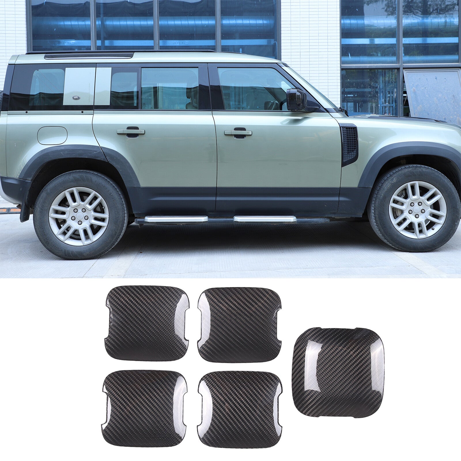 Carbon fiber exterior door handle cup cover trim for Land Rover for Defender 20-24