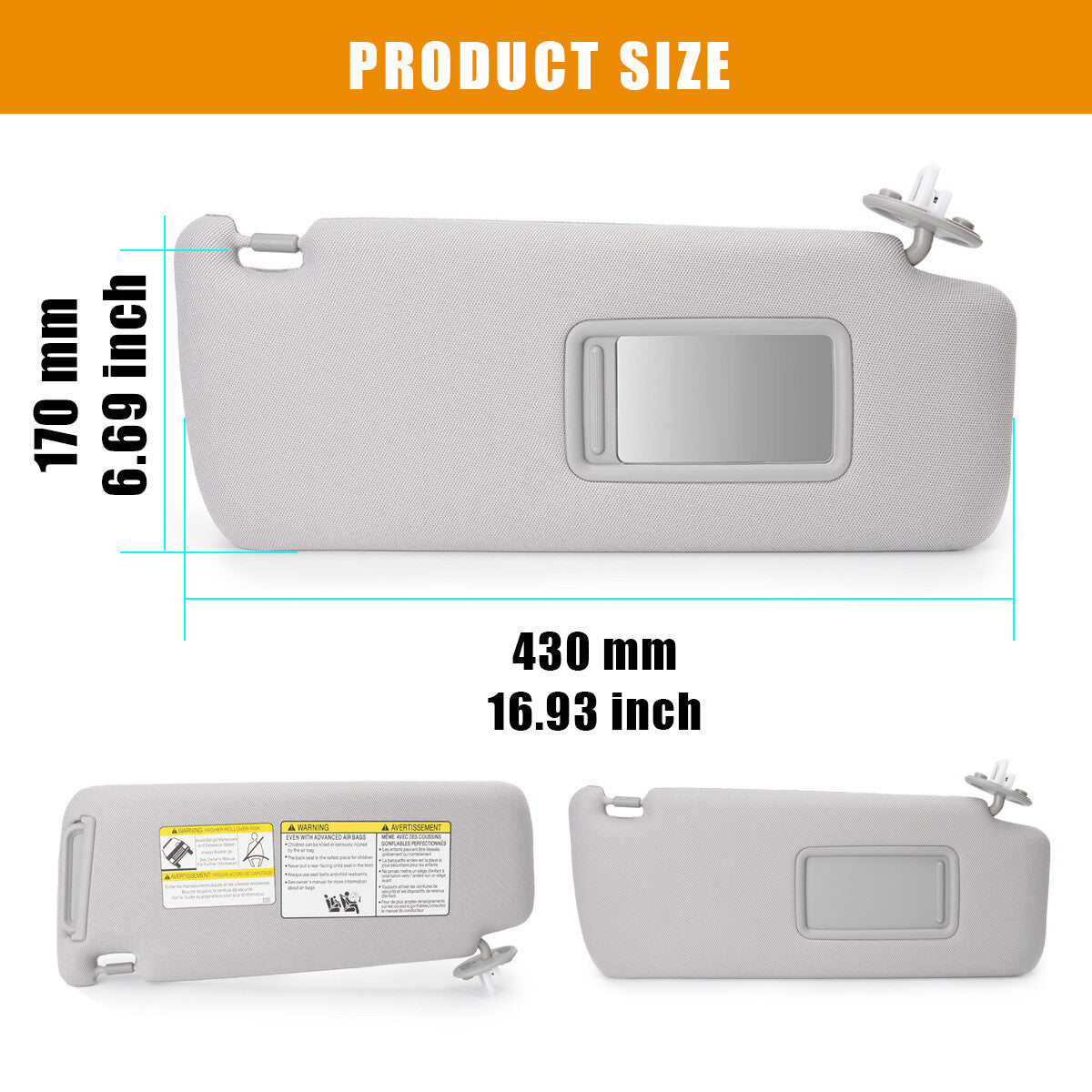 74310-35A91-B1 7431035A91B1 2010-2023 Gray right-side sun visor for Prado - n