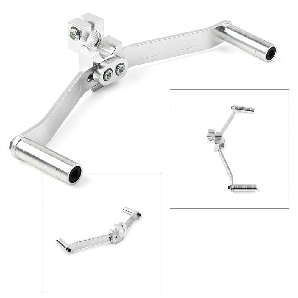 1PC Motorcycle Dual Way Gear Shift Lever Footrest Pedal Shifter Silver Aluminum Q