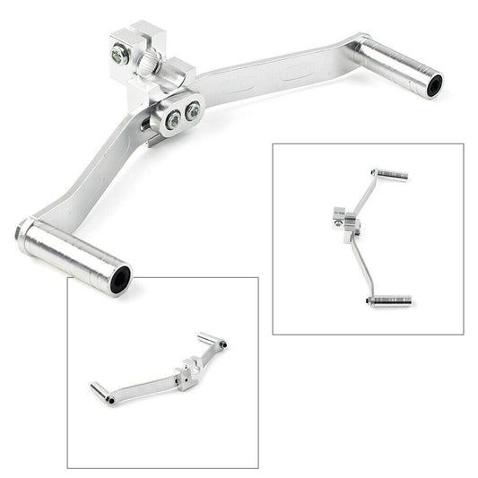 1PC Motorcycle Dual Way Gear Shift Lever Footrest Pedal Shifter Silver Aluminum Q