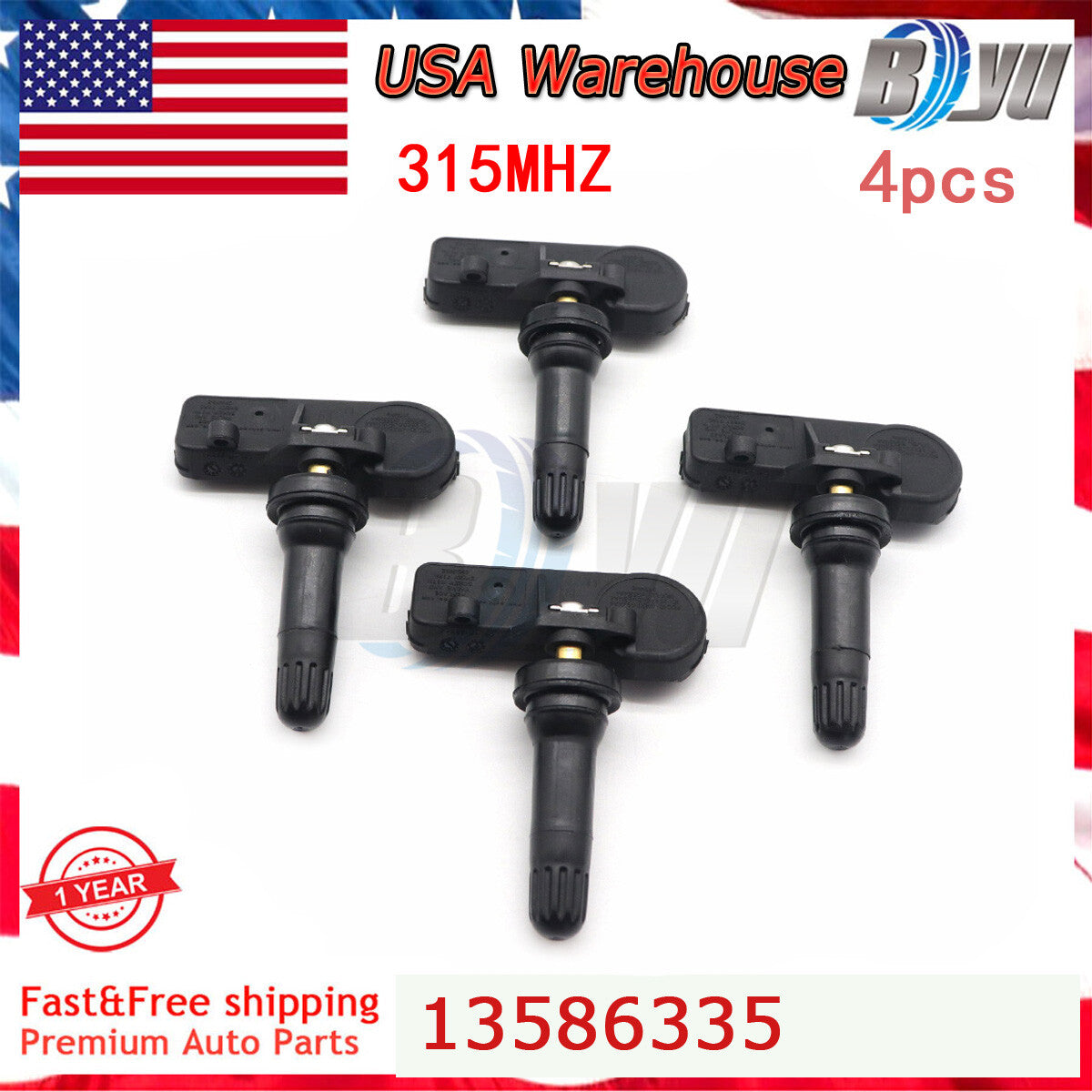 New Tire Air Pressure Sensor 25920615 US for Chevrolet for Buick for GMC 4PCS 13586335