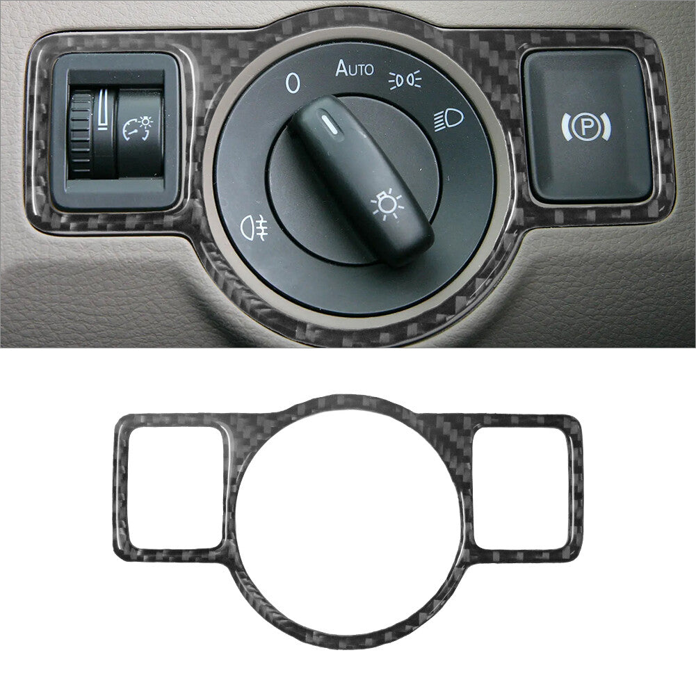Carbon Fiber Headlight Switch Frame Cover Trim for Volkswagen for Passat 2006-2011