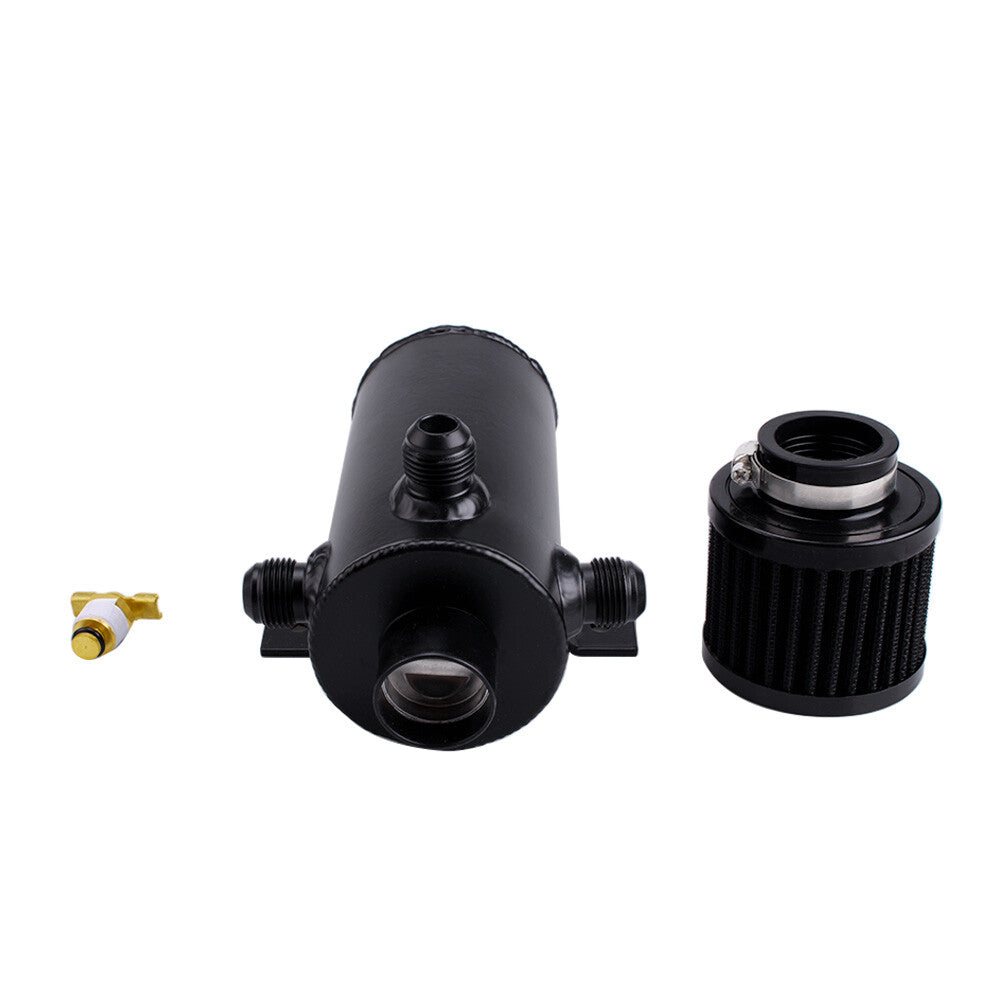 Oil Catch Tank Can Aluminum 3-AN10 Port Baffled Breather Filter 750ml Reservoir
