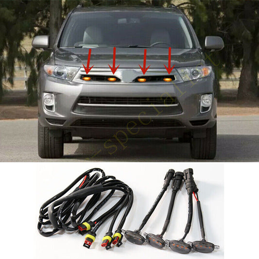 For Highlander Hybrid 11-13 smoke Style Front Grill LED Marker Light Kit