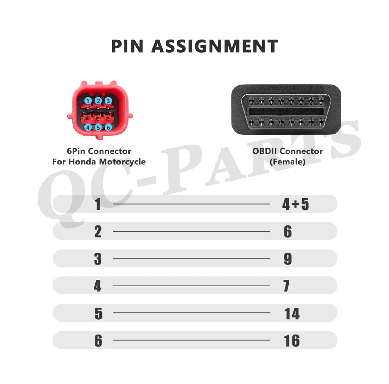OBD2 16-pin to 6-pin cable adapter for Honda motorcycle 6-pin diagnostic scanner Q