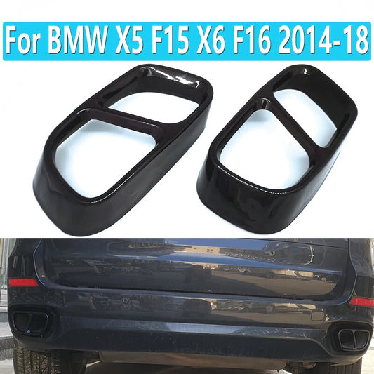 Pair Stainless steel black tail throat cover car sticker for BMW X5X6 2014-18