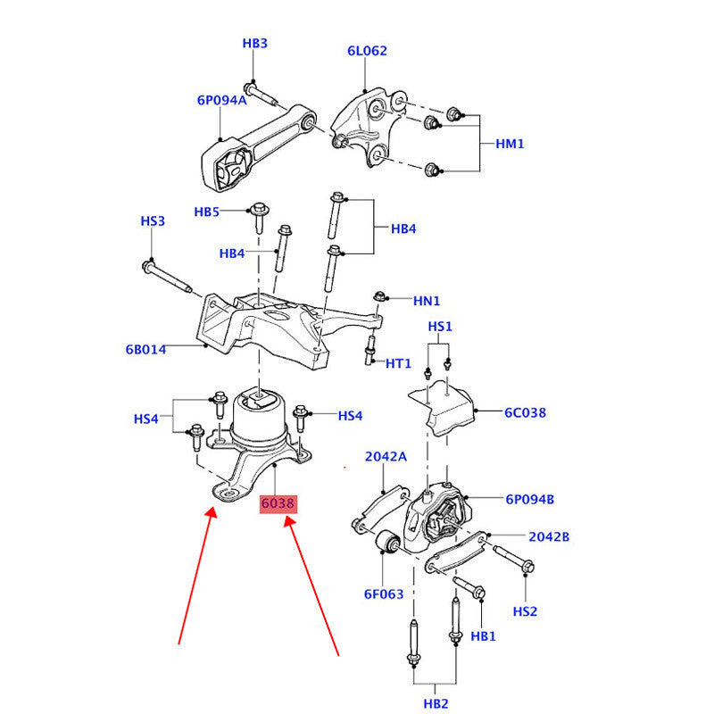 LR021634 Engine Mount Front for Land Rover LR2 3.2 2008-2012