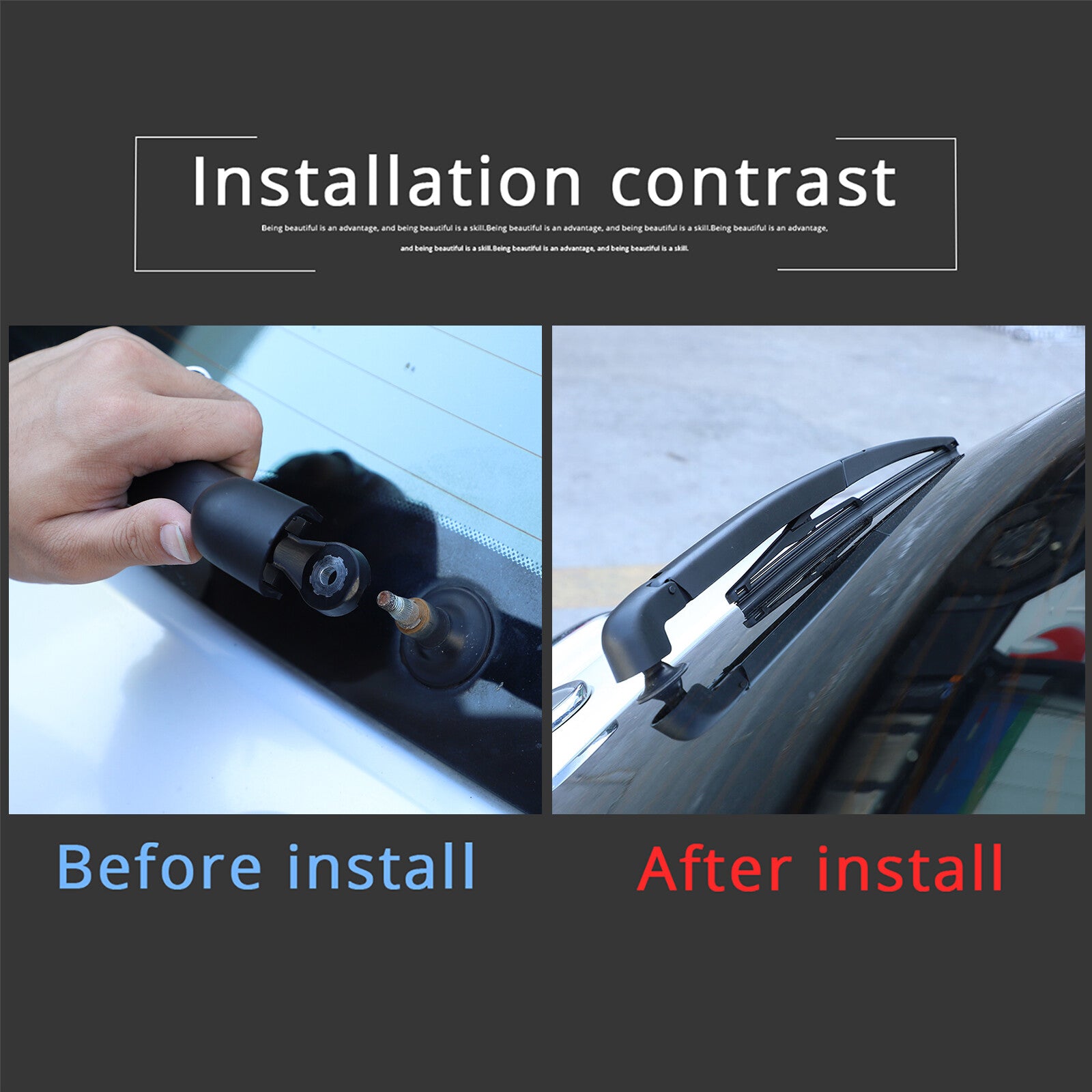 Black rear cover blade and arm kit tRIM for Fiat 500 2007 - 2017 n