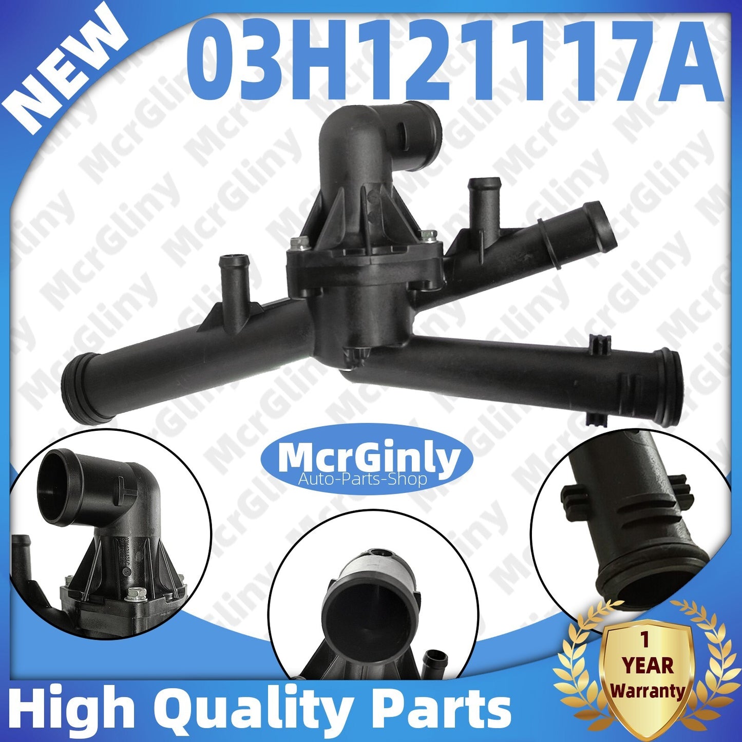 Thermostat assembly with thermostat and protective cover 03H121117A suitable for Eos for Passat and for Audi Q7. n