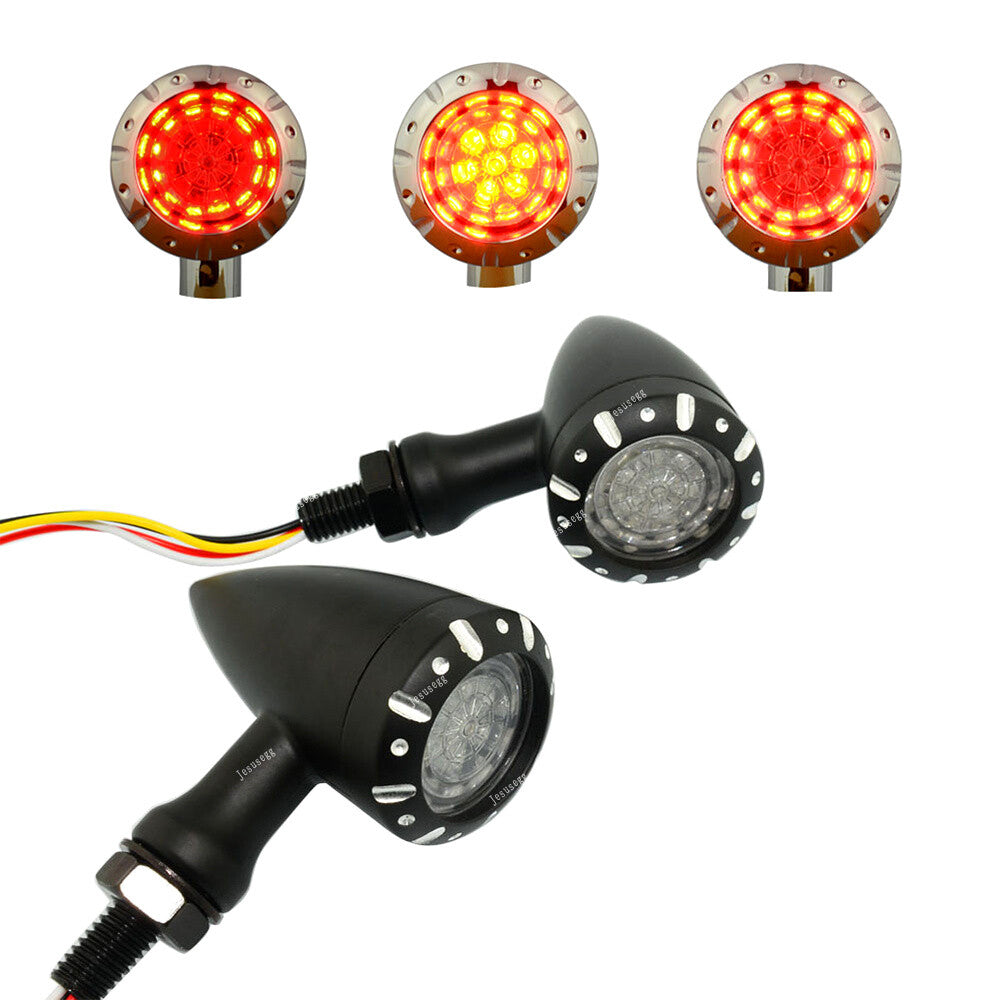 2X Universal Blinker running brake Bullet LED Indicator Lamp Black for Harley Q