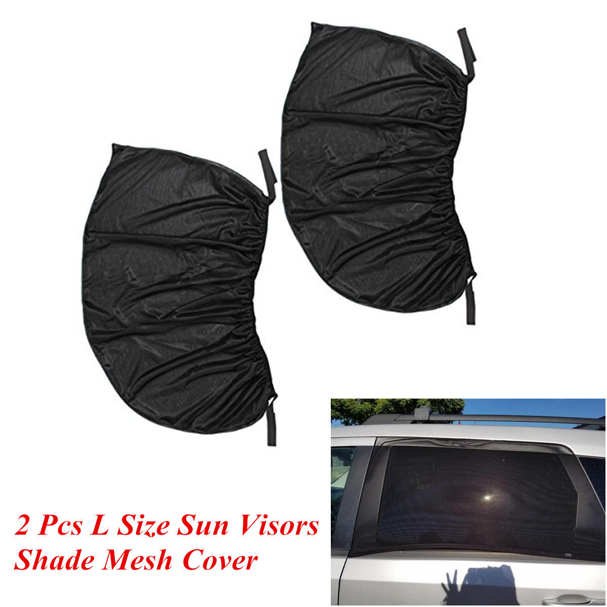 2 Pcs Black Sun Visor Shade Mesh Cover Shield Sunshade For Car Rear Side Window
