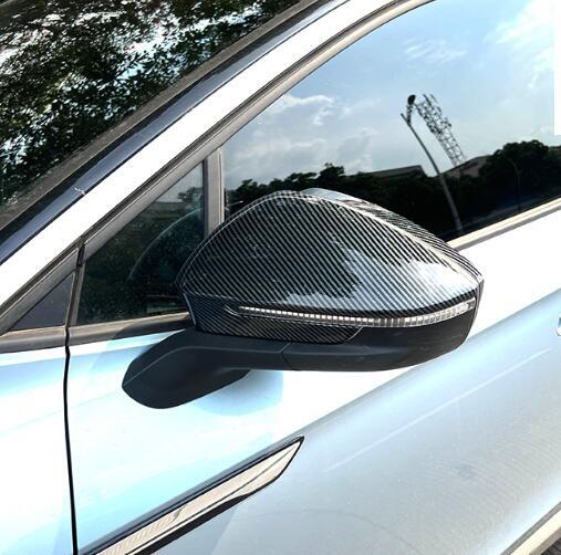 Carbon Fiber Car Exterior Rear View Mirror Cover Trim 2pcs for VW ID.4 2021-2023