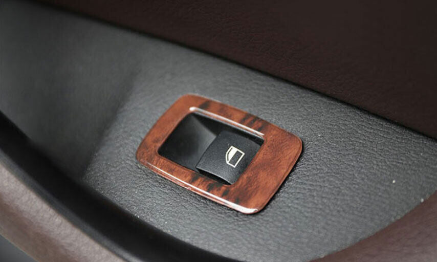 Fit for BMW X1 F48 2016-2022 Brown Wood Inner Window Lock Lift Panel Trim Frame